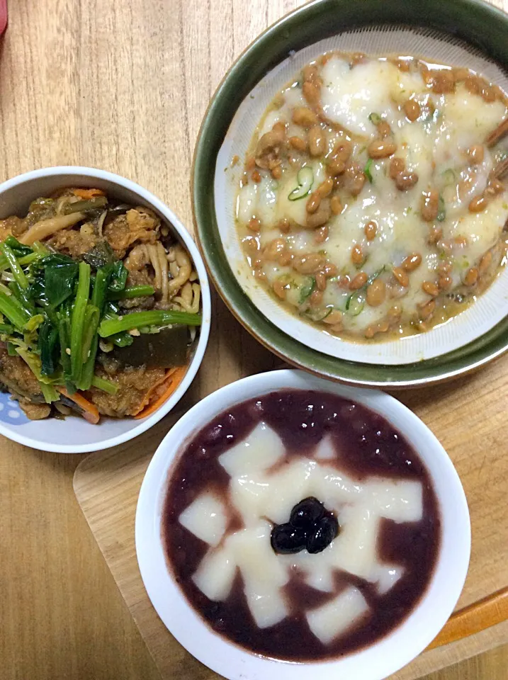 昨日のカレー麺&納豆もち&お餅たくさんのおしるこ|みなみさん