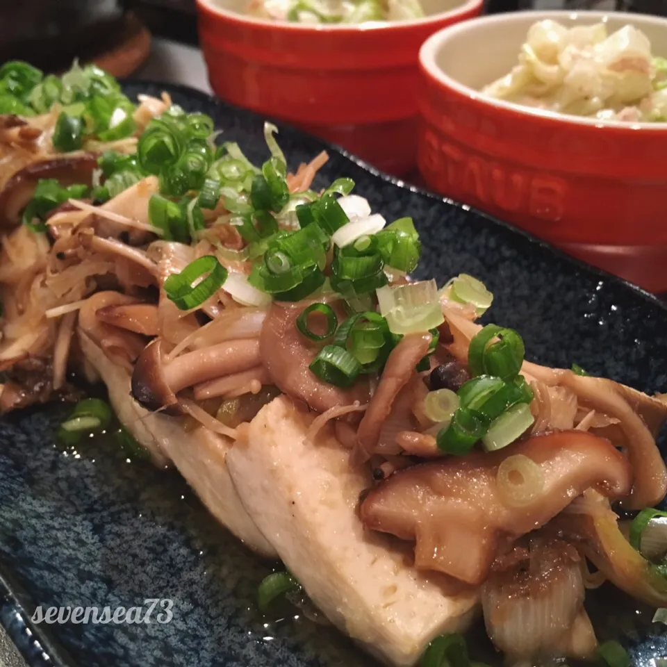 豆腐ステキーきのこソスー&白菜サラーダ🥂ʕ-̼͡-ʔ|七海さん