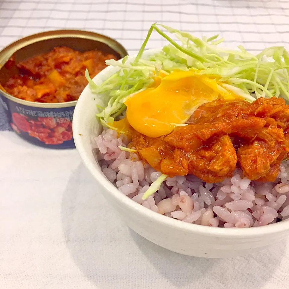 韓国の辛いサーモン缶詰で丼😋 混ぜ混ぜビビンバ👍🏻 #ドンウォンアラスカサーモン辛い唐辛子|ヨッチャンさん