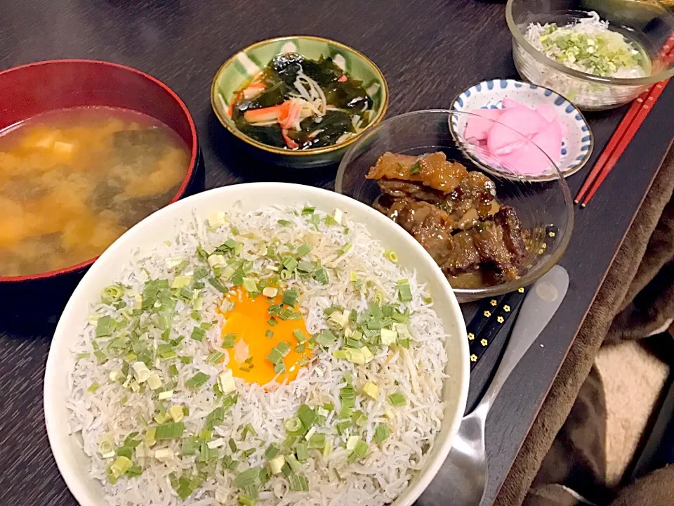 Snapdishの料理写真:#しらす丼晩御飯|ゆりえさん