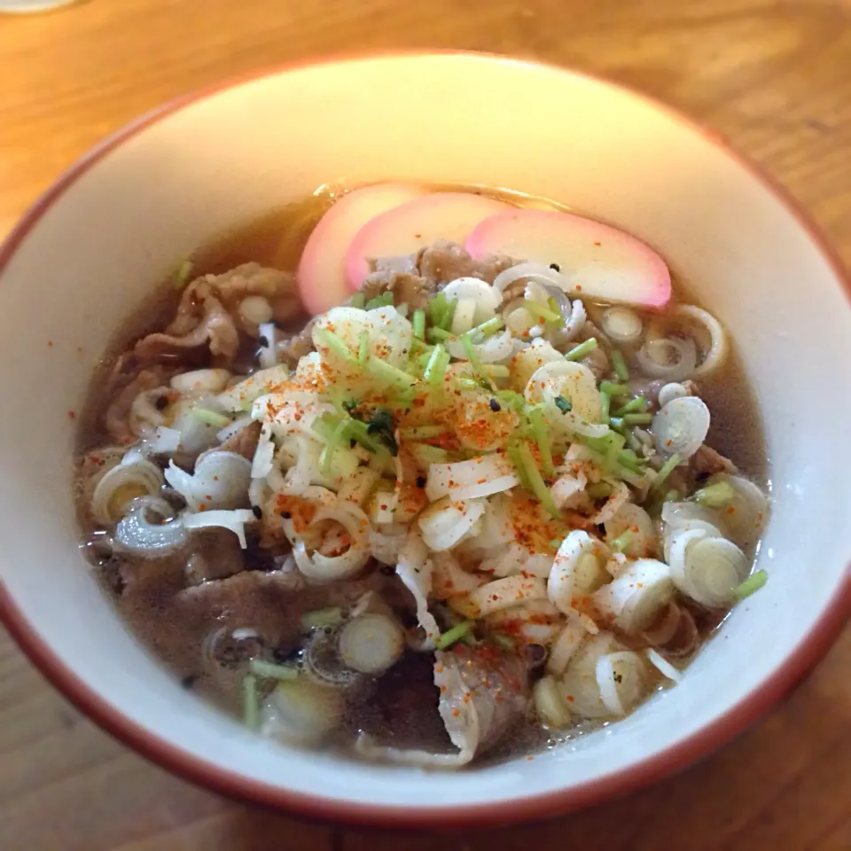 おネギたっぷり肉うどん|キャリの自炊さん