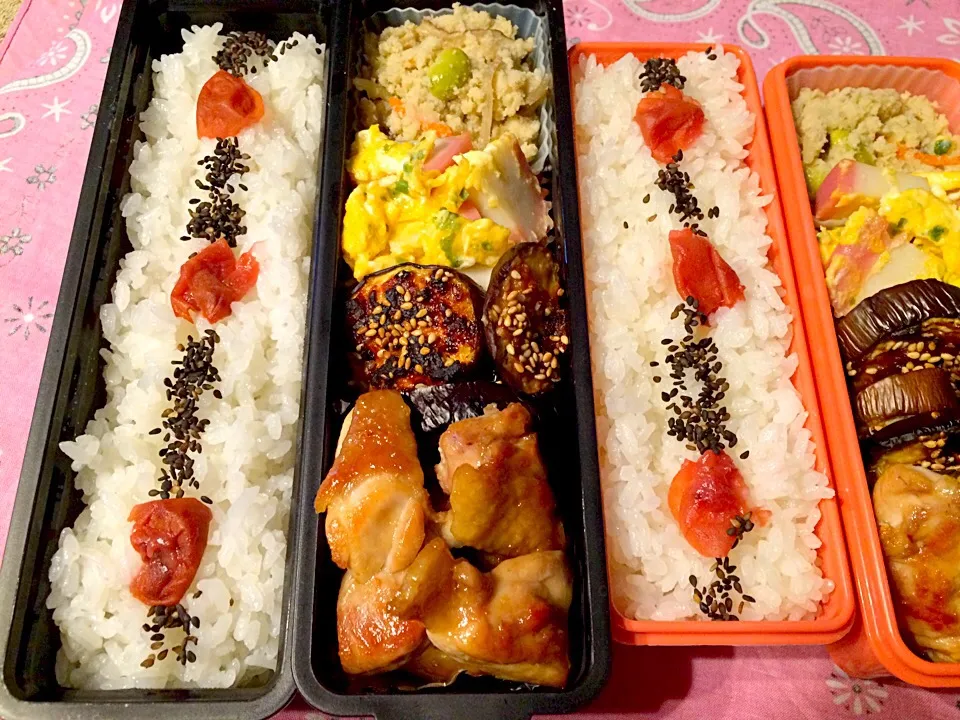 いつものお弁当🍱
＊鶏の照り焼き
＊ナスの胡麻みそ田楽
＊かまぼこチャンプルー
＊卯の花|Chie.Yさん