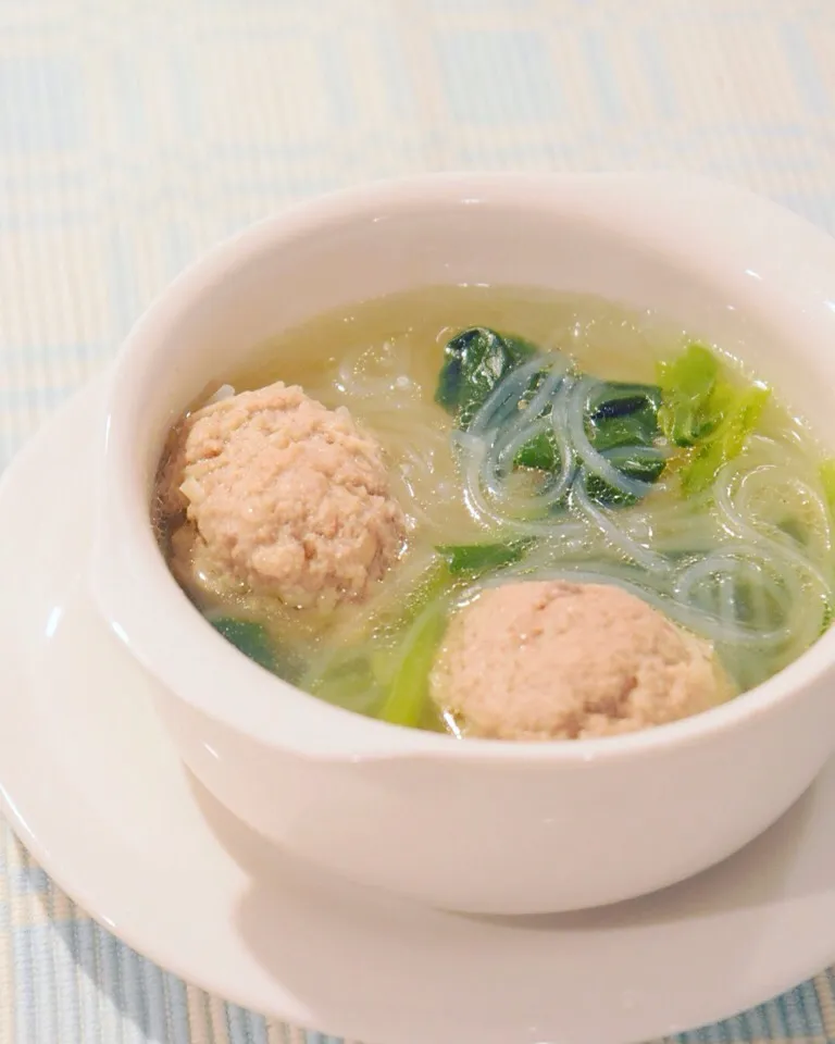 肉団子いり春雨スープ！ウマ塩仕立て♪さむい日のウサギの耳スケの図 - ふじたかなの"いつも美味しい！もの探し"|ふじたかなさん