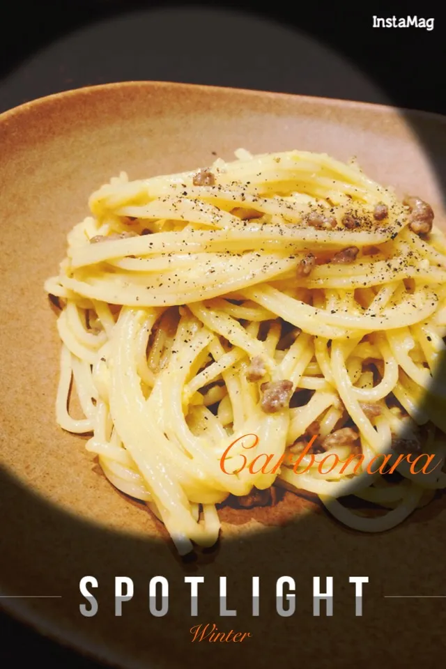 spaghetti carbonara •*¨*•.¸¸♬      ☆くんが作った夕食ﾟ･*:.｡. .｡.:*･゜|カンカンさん