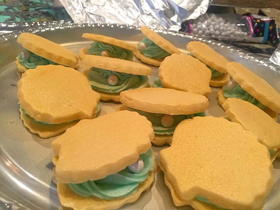 Clamshell cookies #mermaidparty oyster cookies|🌺IAnneさん