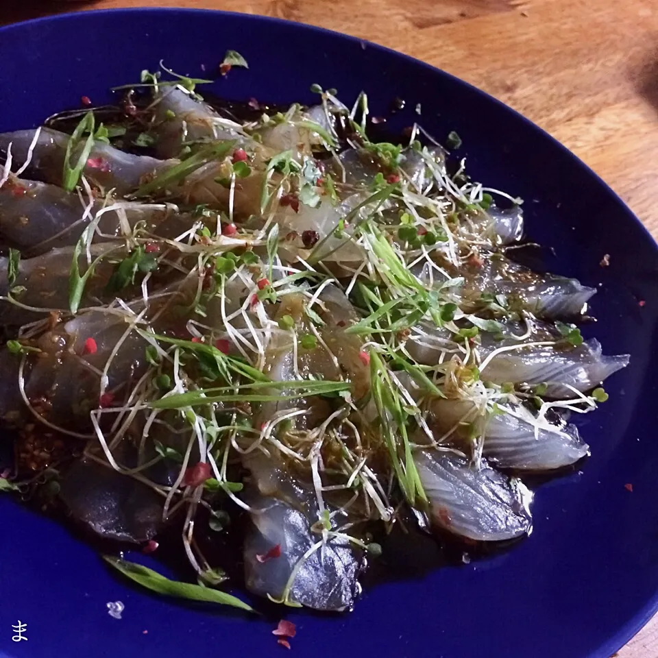 真鯛の昆布締め 和風カルパッチョ|まる(丸大豆)さん