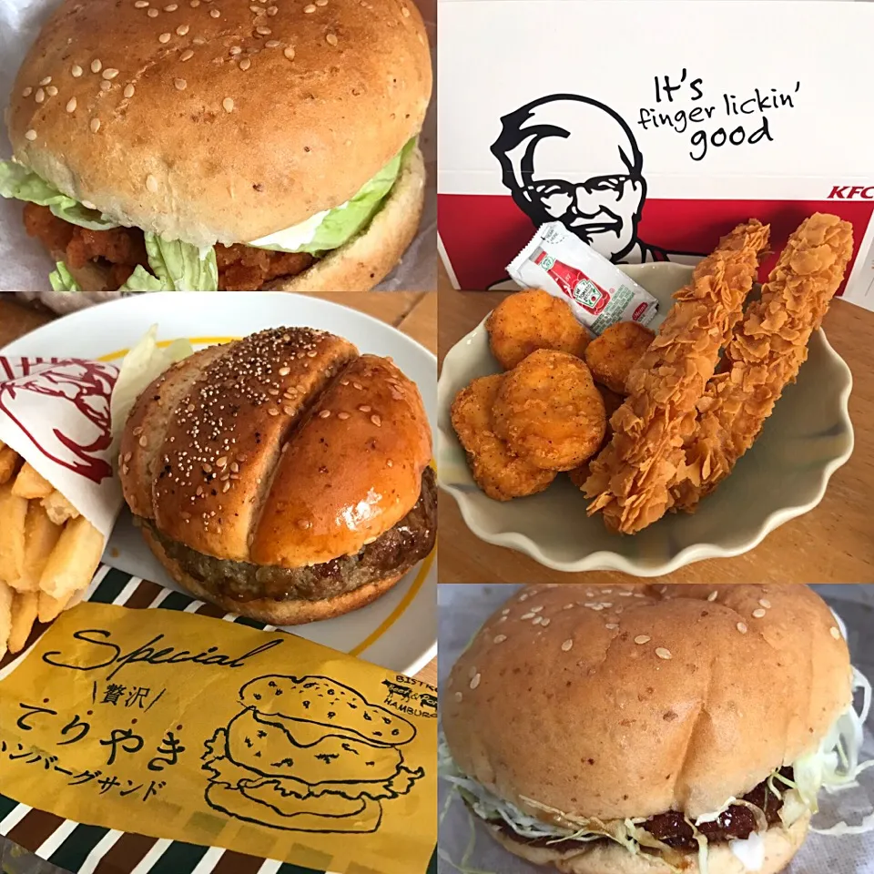 KFC   贅沢てりやきハンバーグ チキンフィレ 和風チキンカツ サンド。
ナゲット5  えびパリパリフライ ポテトS|るみおんさん