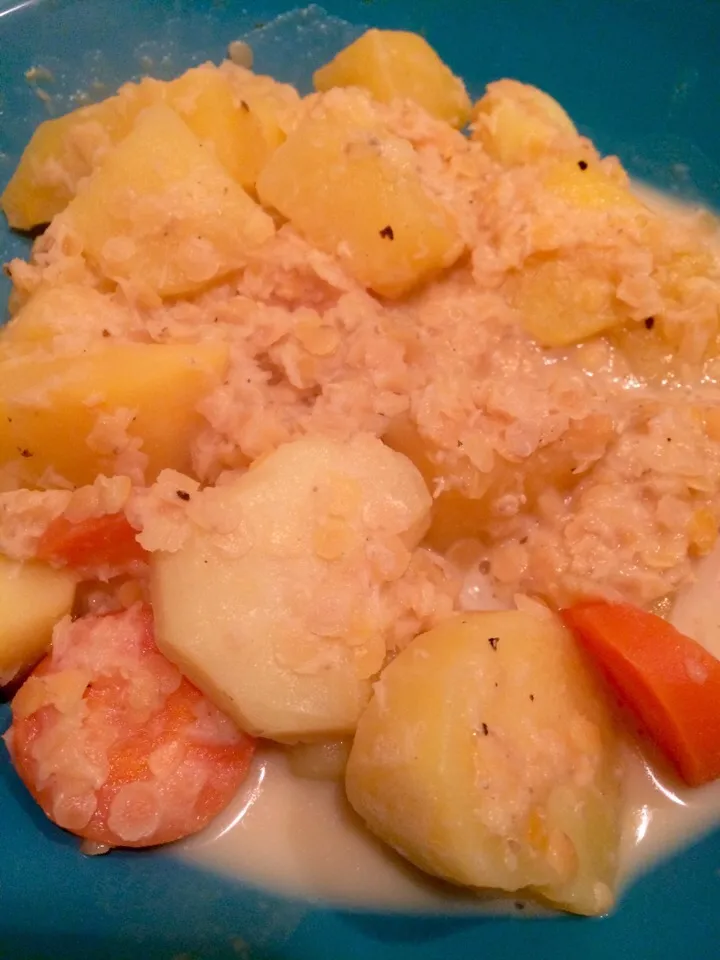 Root vegetable soup with lentils & soya milk #veganuary|Nick Hiderさん