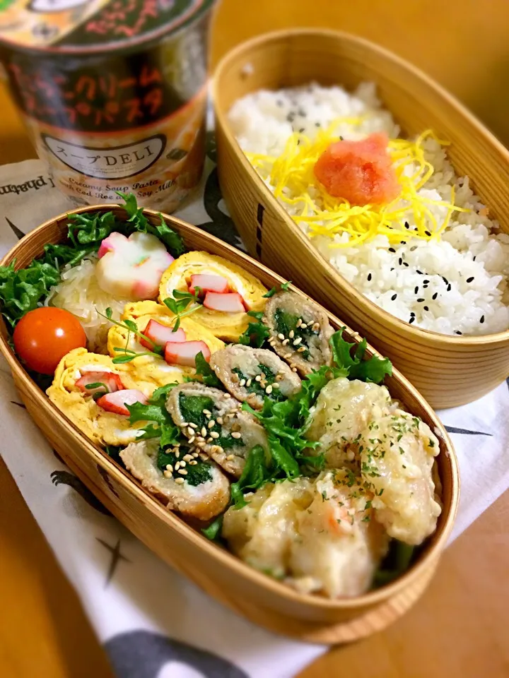 息子君弁当🎶
イカ焼売(チン)
卵焼きポケット
小松菜えのきの肉巻き
エビマヨ
タラコのっけごはん|BooBooさん