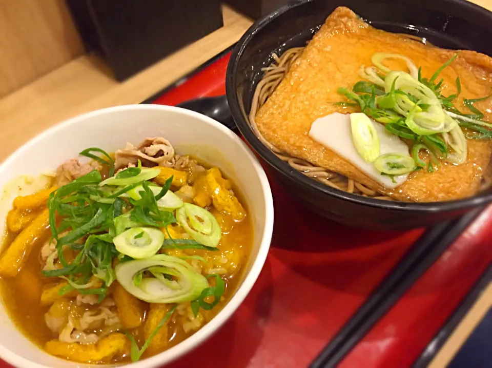 昼餉はミニ丼＆たぬきそば（大阪呼称）の取り合わせが多い今日この頃🍀痩せないのは食べ過ぎが最大要因だろうなぁ🤔しかし滋賀は寒い⛄️|にゃあ（芸名）さん