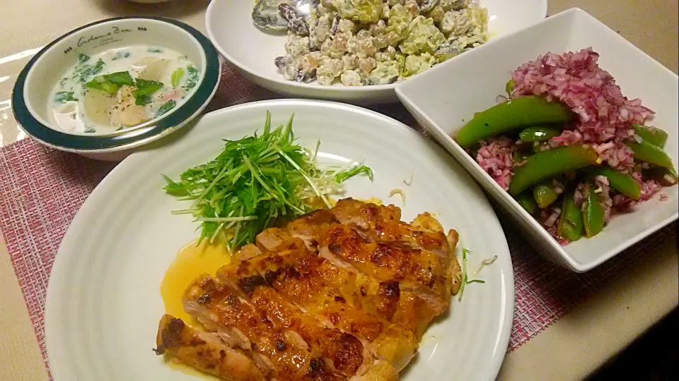 タンドリーチキン定食😋|お母の大皿さん