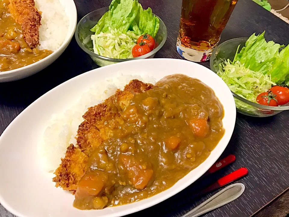 Snapdishの料理写真:#カツカレー晩御飯|ゆりえさん