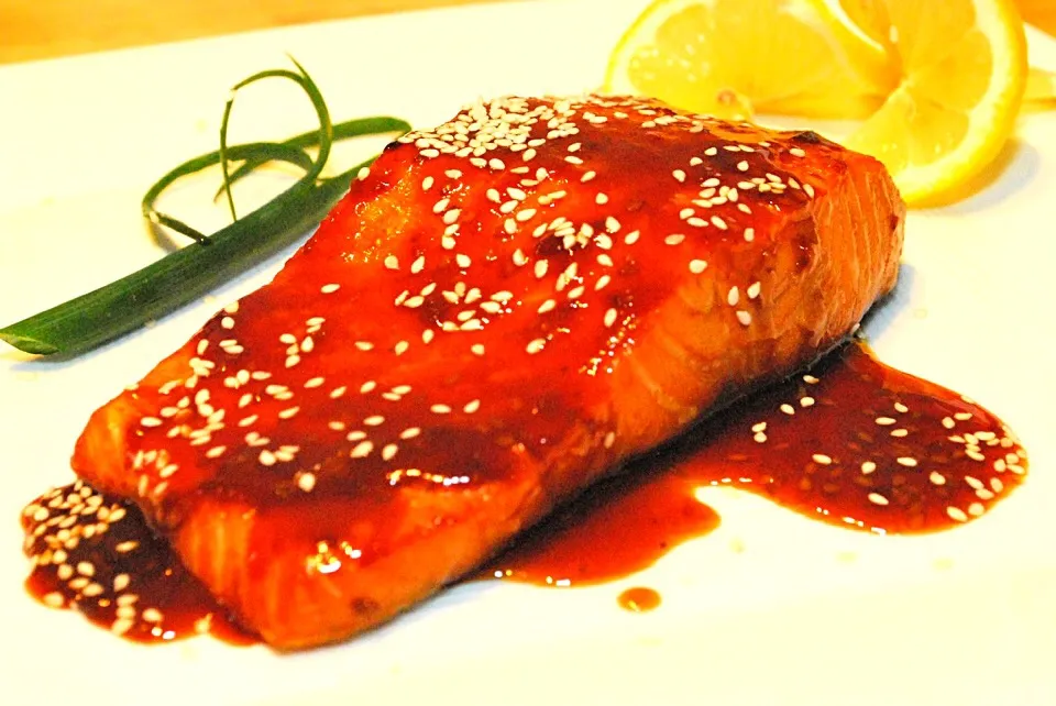 Salmon with teriyaki glaze|🌺IAnneさん