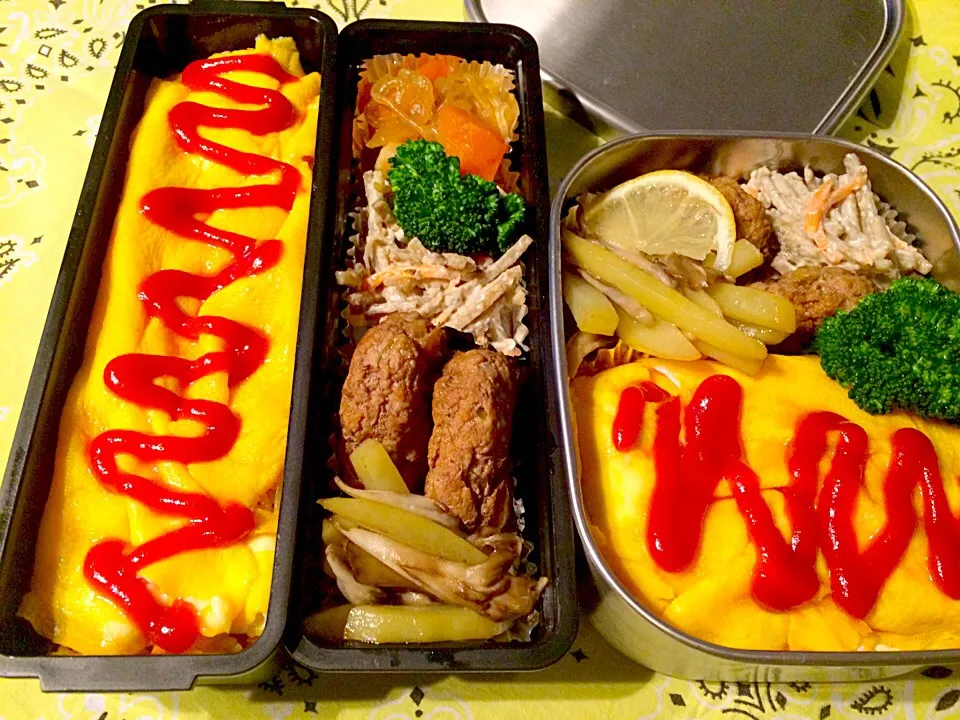 Snapdishの料理写真:2017/1/17
いつものお弁当🍱
＊オムライス
＊ミニハンバーグ
＊ごぼうのきんぴらマヨサラダ
＊舞茸とポテトのレモンバター炒め|Chie.Yさん