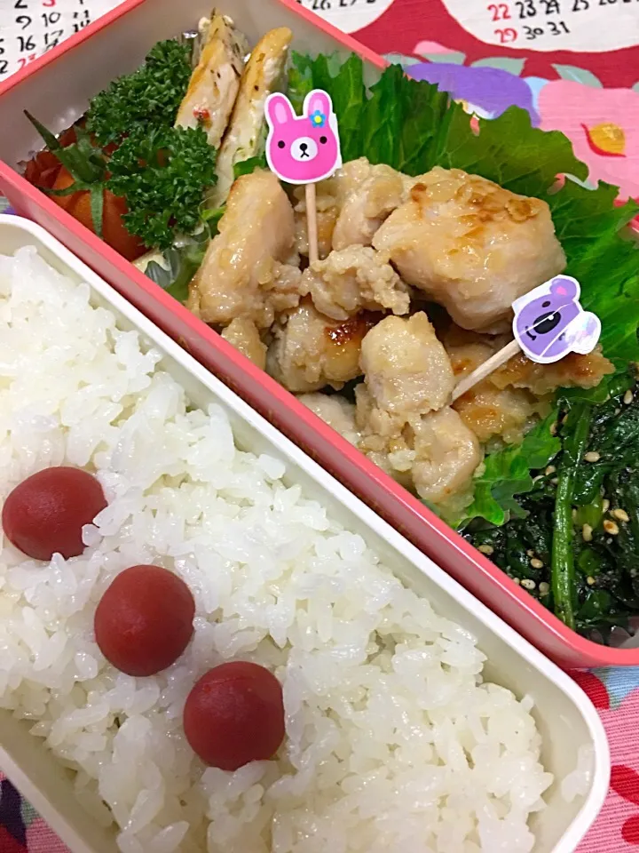 Snapdishの料理写真:鶏肉の塩麹漬け弁当|かりんかさん