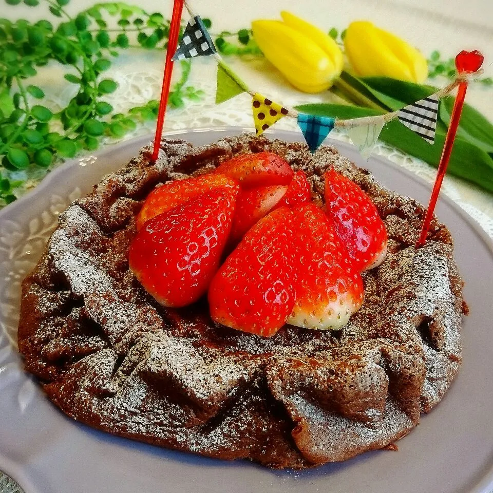 チョコと卵だけで簡単ガトーショコラ、パパ誕生日おめでとうケーキ|Yoko Masudaさん