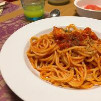 足赤エビのトマトソーススパゲッティーニ