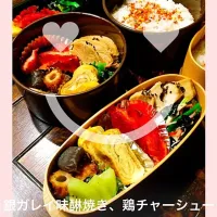 Snapdishの料理写真:お父さん、高校男子✖️2  オイル不使用ヘルシーお弁当٩(*´︶`*)۶҉2017.01.18