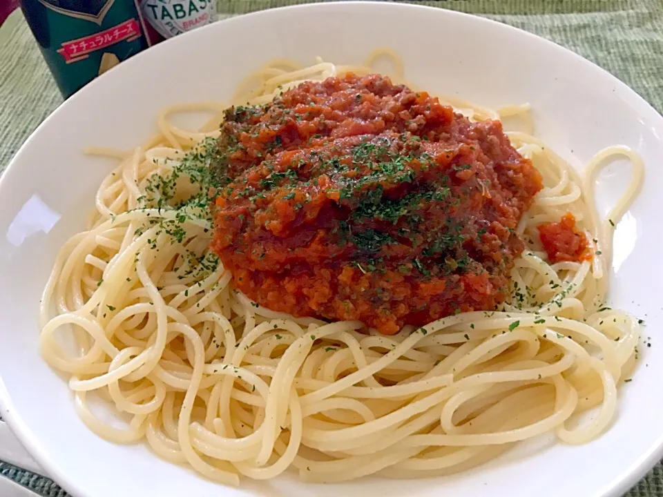 Snapdishの料理写真:🍝ミートソーススパゲッティ|Hiropanさん