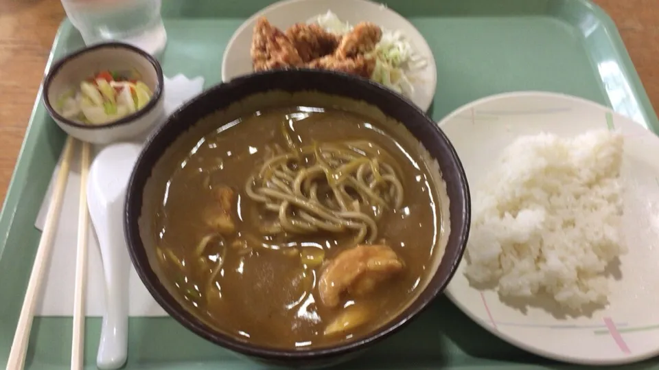 カレー南蛮蕎麦定食 610円|おっちさん