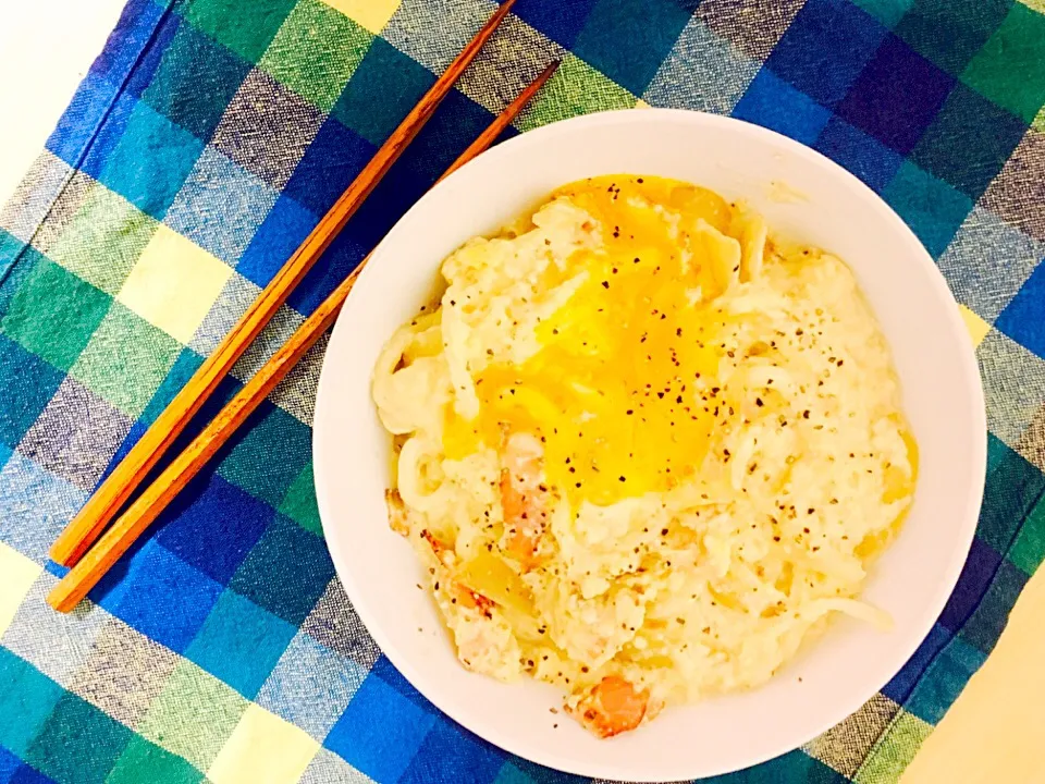 Snapdishの料理写真:カルボナーラうどん|みんじさん