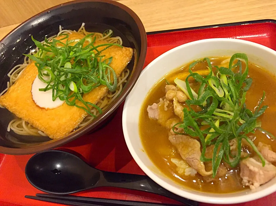 毎度毎度の滋賀県草津市での昼餉はミニ丼とたぬきそば（大阪呼称）どす。偏食甚だしいですわね🤔|にゃあ（芸名）さん