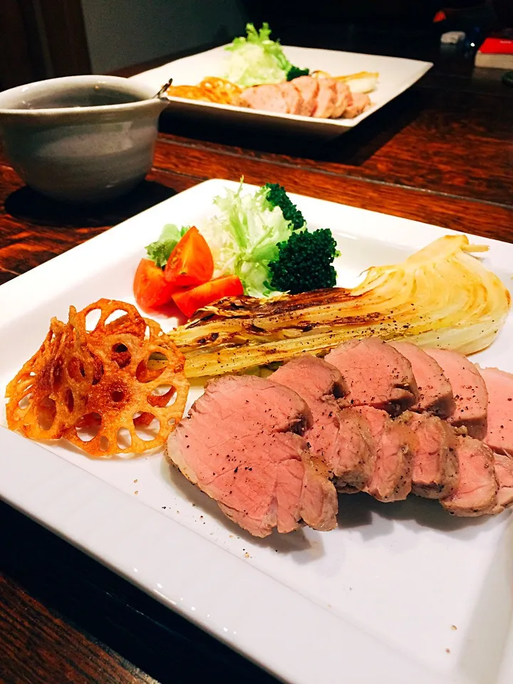 昨日の夕食•*¨*•.¸¸♬シローさんの料理 豚ヘレコンフィ “一食分の袋コンフィ レシピ”|カンカンさん