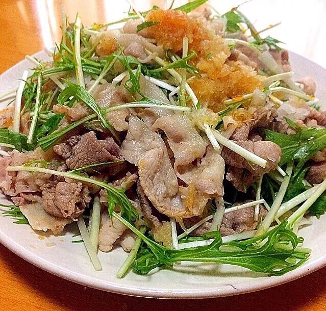 茹で豚と水菜のおろポン和え|ガク魁‼︎男飯さん