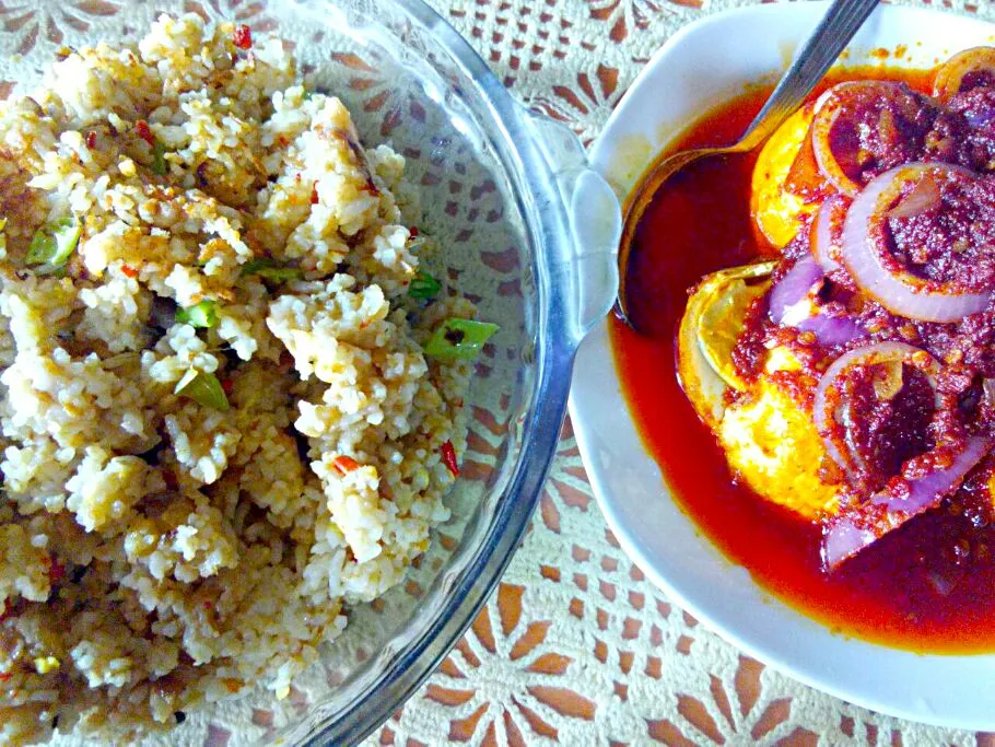 Shrimp paste fried rice & spicy tamago..|Dmizumaさん