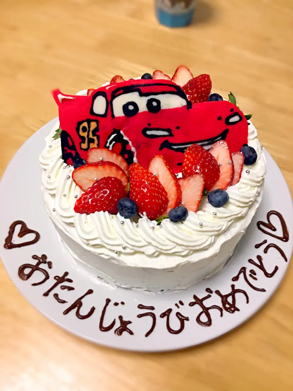 3男、2歳のバースデー☆カーズ、苺のショートケーキ|ＳＨＩＯＲＩさん