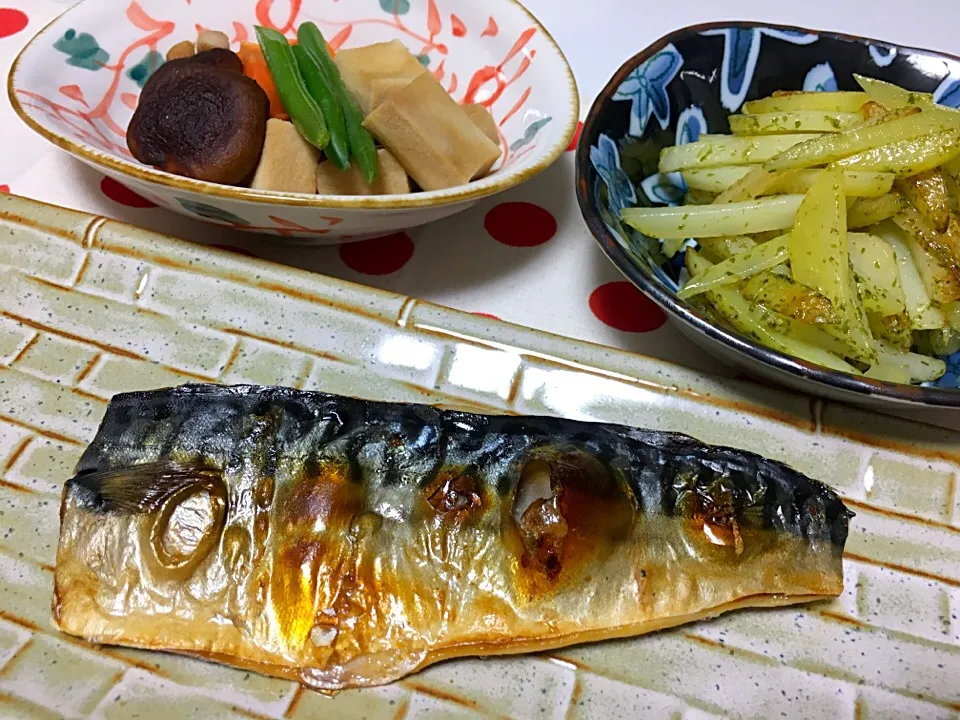 焼き鯖、高野豆腐煮物、じゃがのり塩|ずずさん