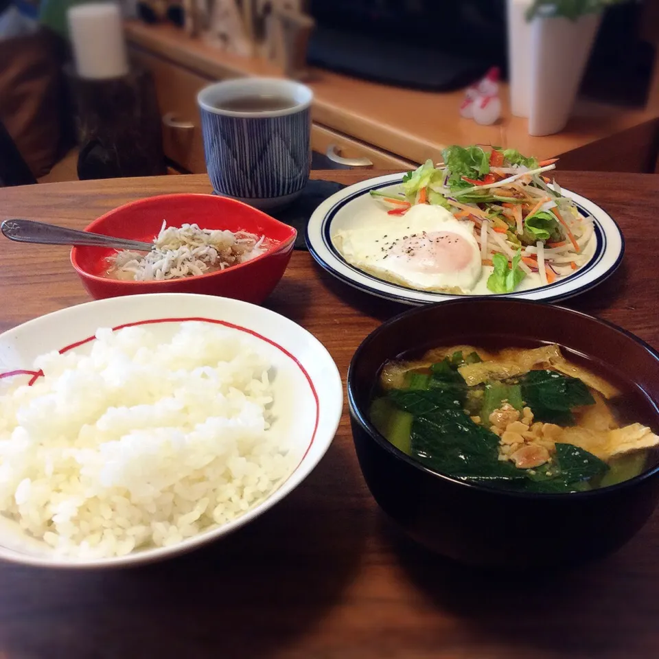 小松菜と油揚げのお味噌汁 手作り味噌で 2017.1.22|キラ姫さん