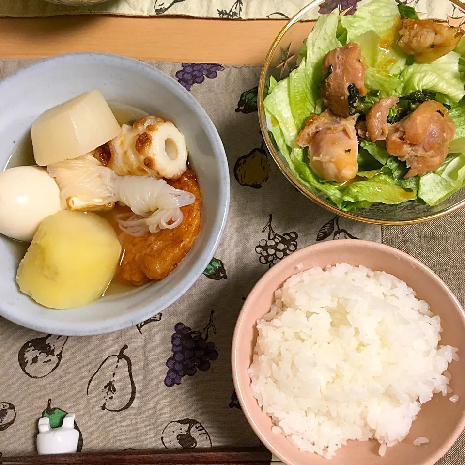 #おでん
わさび醤油のチキン照り焼きサラダ
#もも肉|はなおさん