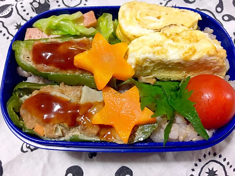 ピーマン肉詰め&出し巻き卵弁当😋✌️|みっちゃんさん