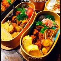 Snapdishの料理写真:お父さん、高校男子✖️2  🐮コロッケ&カタツムリさんのカレー蓮根お弁当(*^o^*)/2017.01.23