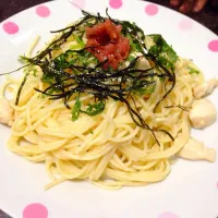 Snapdishの料理写真:梅と鶏のあっさりパスタ|ゆきえさん