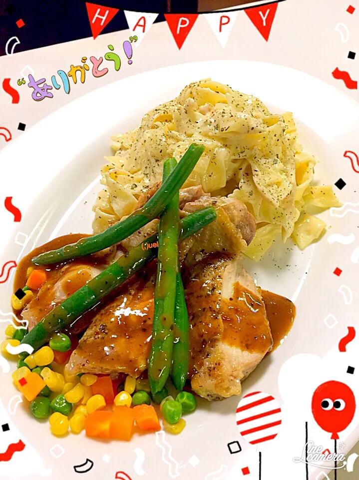 Pasta and grilled chicken ( one plate ) @home|Qchannel Tachifujiさん