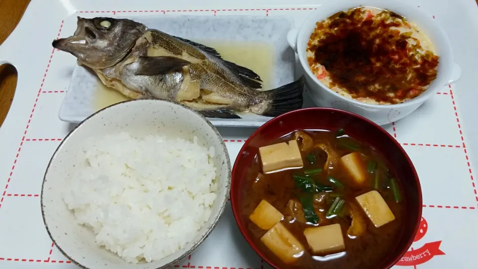 ・メバルの煮付け
・生のりの餡掛け茶碗蒸し
・赤だし|あぁちゃんさん