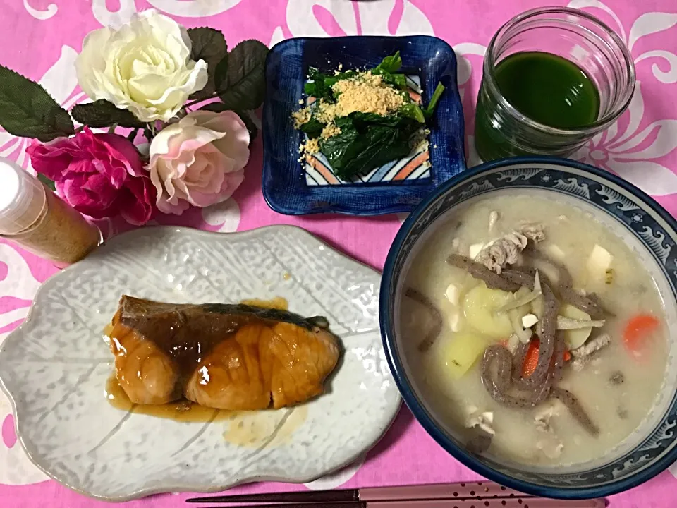 カボス飴でブリ照り🍬と酒粕入り豚汁|noeさん