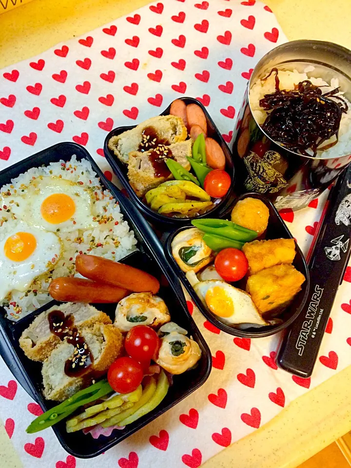 Snapdishの料理写真:旦那と息子のお弁当(o^^o)|みゆさん