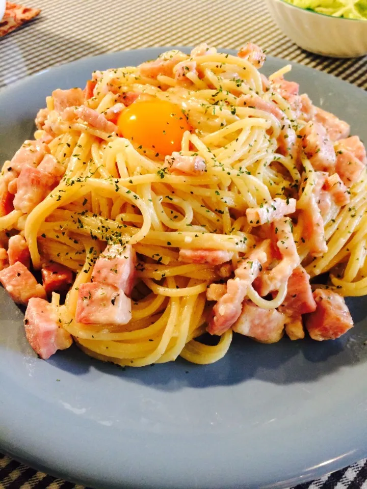 Snapdishの料理写真:☆水曜日の朝パスタ☆は〆さんのドリップヨーグルトで作るクリームパスタ|静香さん