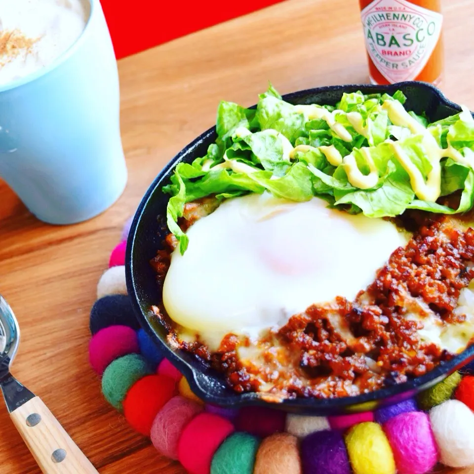 卵とチーズがとろ〜り♪あつあつ焼きタコライスとふかふか幸せうさぎの耳スケ☆ - ふじたかなの"いつも美味しい！もの探し"|ふじたかなさん