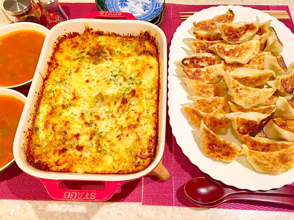 ヘルシー鶏胸肉餃子&ドリア🧀&ミネストローネ🍅|Mayumiさん