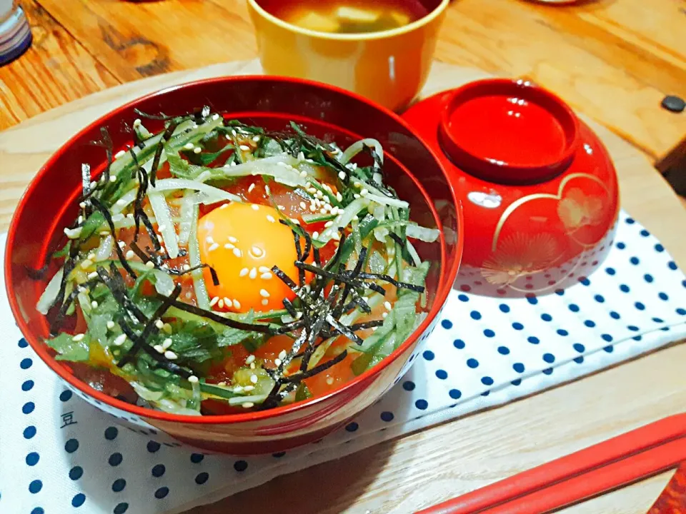 びんちょうマグロのユッケ風漬け丼😋|Mkitchenさん