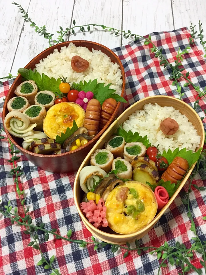 Snapdishの料理写真:カップdeキッシュとほうれん草の豚肉巻き弁当🍱|サリーさん