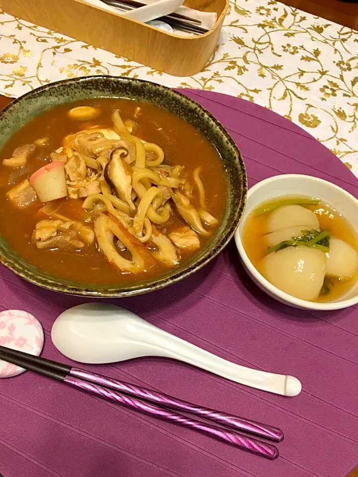 味噌煮込みうどん、カブのあんかけ|kumi♡さん