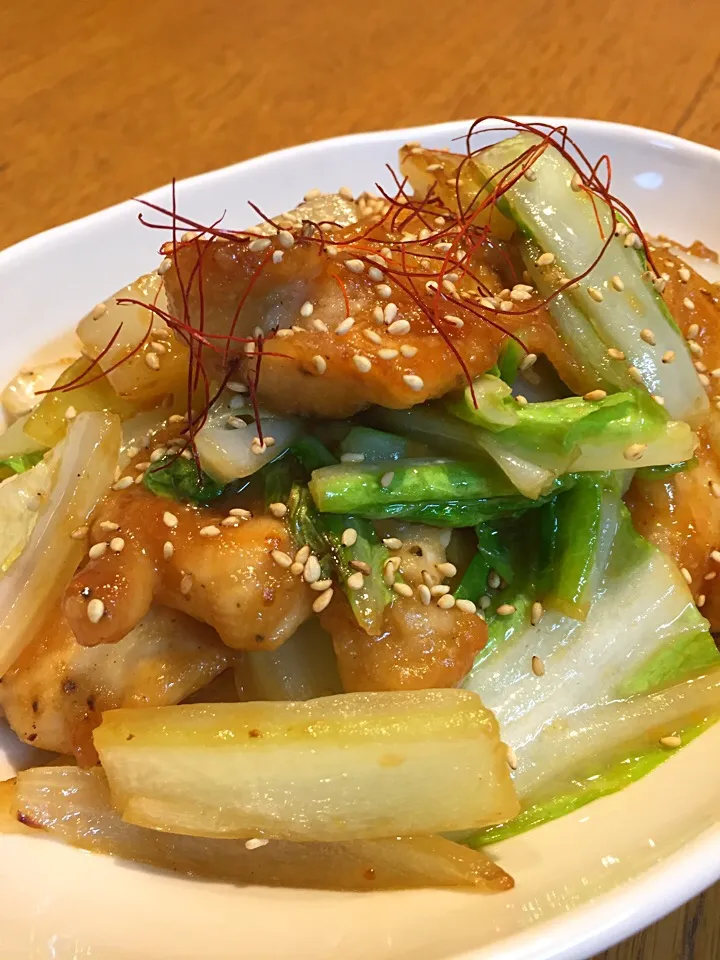 鶏肉と白菜の味噌炒め|まつださんさん