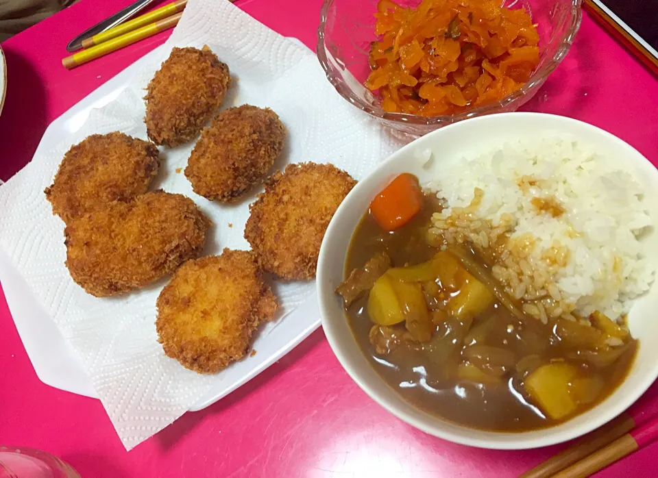 カレーとコーンクリームコロッケ|まぁちさん