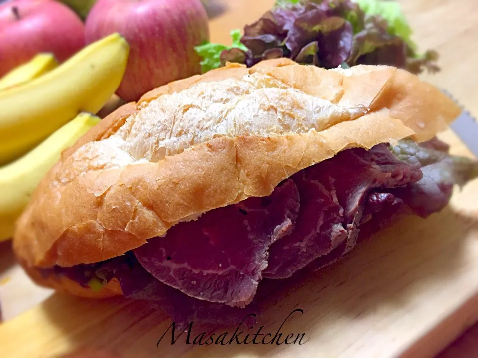 Beef tataki sandwich for lunch|Masakiさん