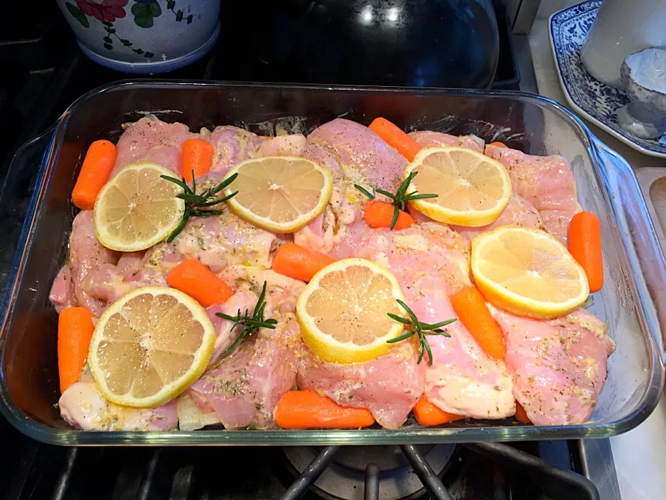 Ready to bake Lemon🍋Herb🍗Chicken🥕|🌺IAnneさん